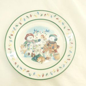 Longaberger White Flurry And Snowball Christmas 1999 Snow Friends Cookie Plate